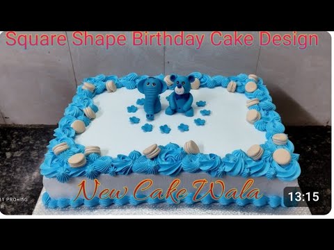 5kg Rectangle Shape Animal Birthday Cake Elephant and Teddy bear Top Decoration