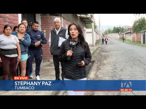Moradores de Tumbaco, nororiente de Quito, piden el arreglo de una fuga de agua
