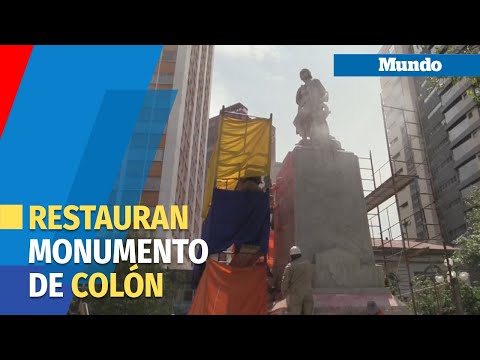 Comienza a ser restaurado monumento manchado de Cristóbal Colón en Bolivia