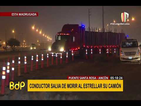 Chofer de tráiler se estrella y derriba mitad de puente peatonal en Ancón
