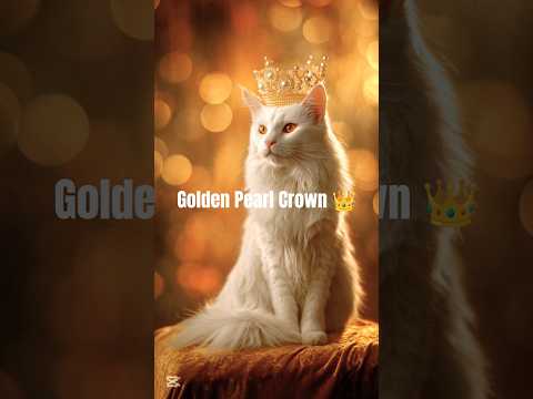 Royal Cat Wearing a Golden Pearl Crown |#Shorts#cat #catshorts #catlovers #cats #catvideos #catworld