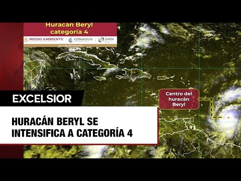 Huracán Beryl se intensifica a categoría 4; Quintana Roo activa alerta azul