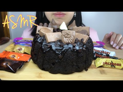 ASMR DESSERT TRIPLE CHOCOLATE MOUSSE CAKE, TOBLERONE, HERSHEY’S kisses,GODIVA,MILKA EATING SOUNDS 먹방