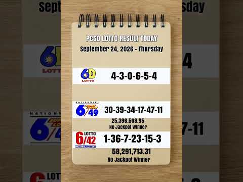 Lotto Result Today 9pm Draw September 24, 2026 PCSO #lottoresulttoday #lotto