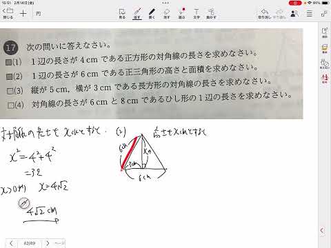 STEP演習P.160の16、17番(三平方の定理)