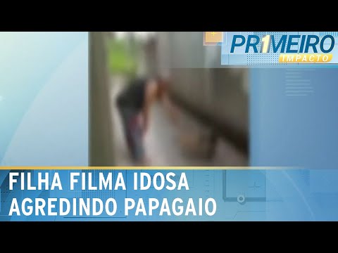 Idosa é filmada pela filha agredindo papagaio em MG | Primeiro Impacto (03/04/24)