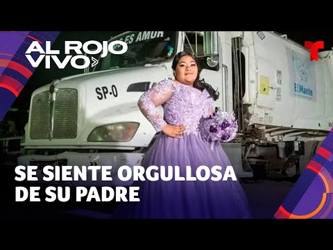 Posa quinceñaera junto al camión de basura de su padre para honrarlo en México