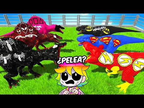 SUPERHEROES DINOSAURIOS en ÉPICA BATALLA 🔥 Fir REACCIONA a Animal Revolt Battle Simulator