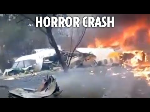 Chilling footage shows plane falling to ground and exploding in horror crash that left 62 dead