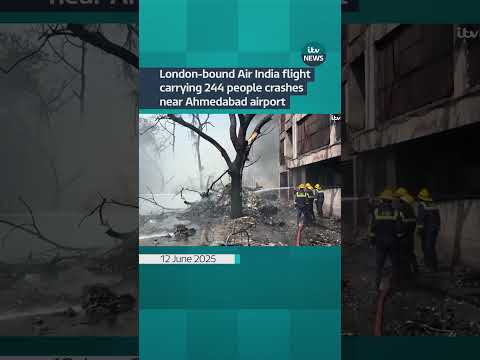 London-bound Air India flight crashes near Ahmedabad airport | ITV News #ahmedabad #india