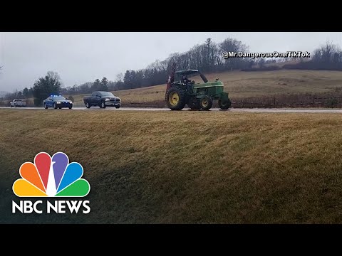Watch: Police chase stolen tractor driving erratically