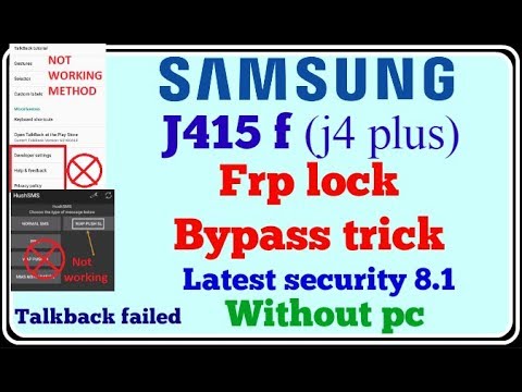Samsung j415f (J4 plus) frp bypass new method. Talkback failed