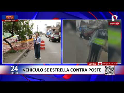 Surco: vehículo se estrella contra poste y conductor resulta herido