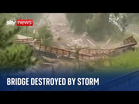Italy: Bridge swept away during storm in South Tyrol region