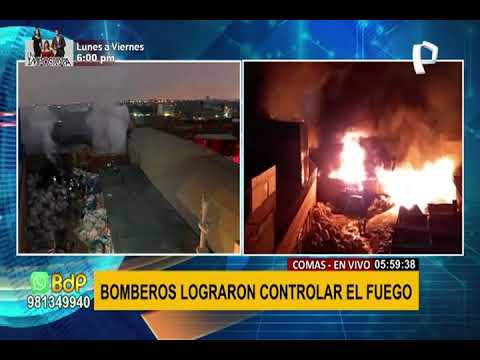 Incendio de gran magnitud afecta una fábrica de productos plásticos en Comas (2/2)