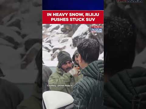 Rijiju Pushes Stuck SUV On Cam In Heavy Snow, Shares Video With This Message | #shorts