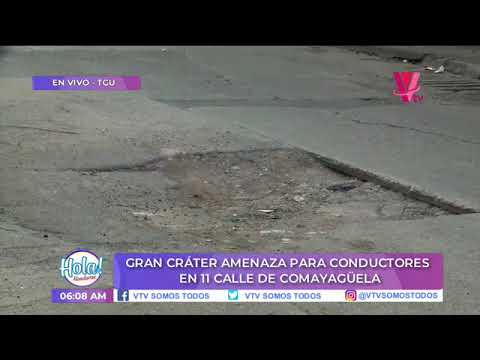 Gran cráter en Comayagüela es una amenaza para conductores