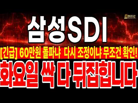 [삼성sdi 주가전망] [긴급] 60만원 돌파냐  다시 조정이냐 무조건 확인! 화요일 싹 다 뒤집힙니다