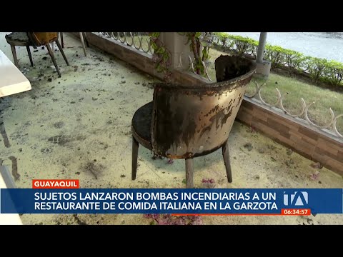 Desconocidos lanzaron bombas incendiarias a un restaurante de La Garzota, en Guayaquil
