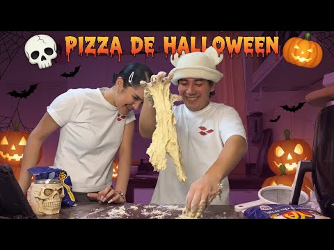 Haciendo pizza de Halloween con mi esposa… ¡Casi sale mal! 🍕🎃💀