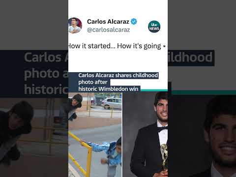 Carlos Alcaraz shares childhood photo after historic #Wimbledon win #ITVnews