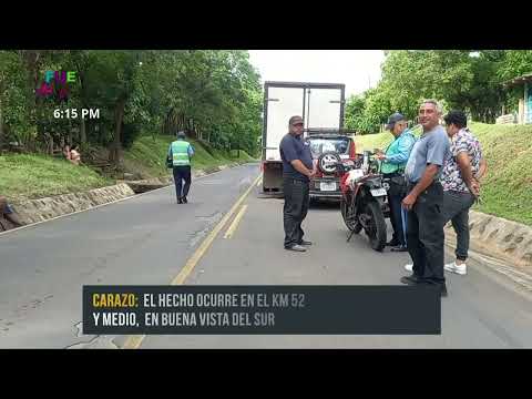 Conductor de vehículo lesionado tras chocar contra un camión en Diriamba - Nicaragua