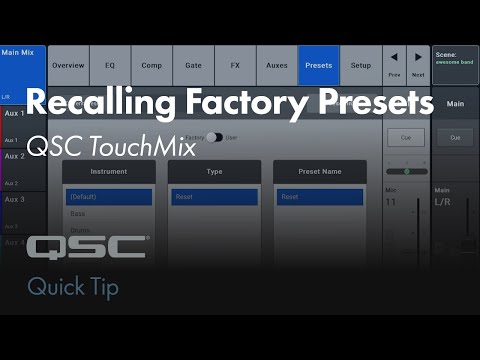 Recalling TouchMix Factory Instrument Presets - Quick Tip