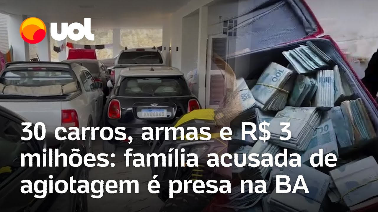 Família suspeita de agiotagem é presa na BA com R$ 3 mi, armas e 30 carros