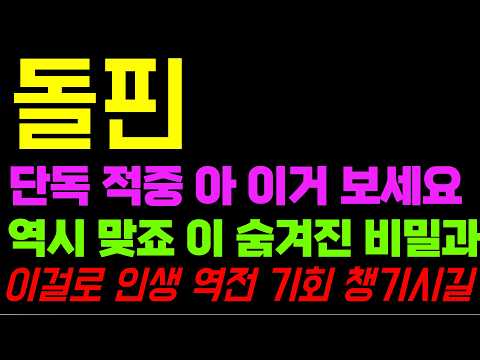 돌핀 코인 전망 거짓된 정보에 절대 속으시면 안됩니다 <strong>진짜</strong> <strong>제대로</strong> 된 대응 받고 싶으신 분들만 필수 시청