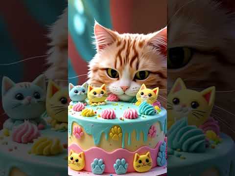 Bash birthday party #DreamScreenAI Happy birthday to you 🎂🥳#happybirthday #shortsfeed #cat #shorts
