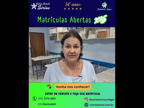 Matrculas Abertar 2025 - Patrcia Calcic - Coordenadora do Ensino Mdio - Colgio Estrela Sirus. So Paulo, SP