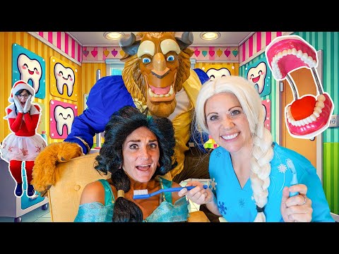 Princess Jasmine Goes to Elsa the Dentist AGAIN - Brushing Your Teeth for Kids!