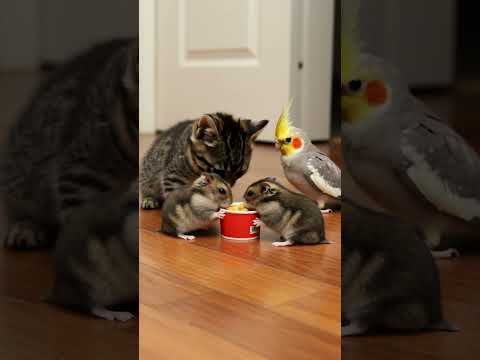 Slow and steady, kitten nears the treat 🐱👣🍽️