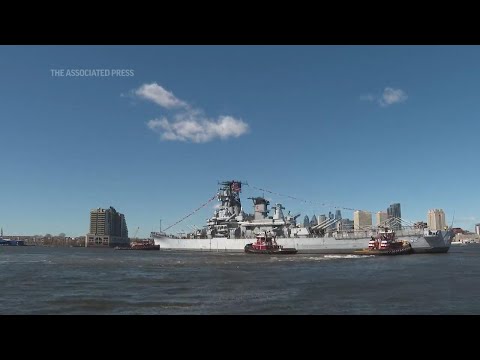 Famed battleship USS New Jersey floating down Delaware River to Philadelphia for maintenance