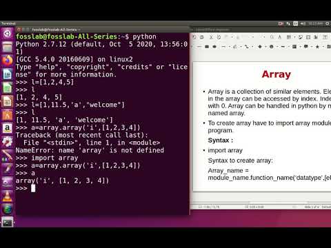 List as Array and Array Module in Python Programming explained with an Example and Demo