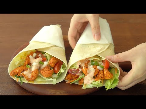 치킨을 이렇게 만드니 살도 안찌고 맛나요 :: 매운 치킨랩 :: 또띠아요리 :: 요거트소스 :: Spicy Chicken Wrap, Tortilla Recipe