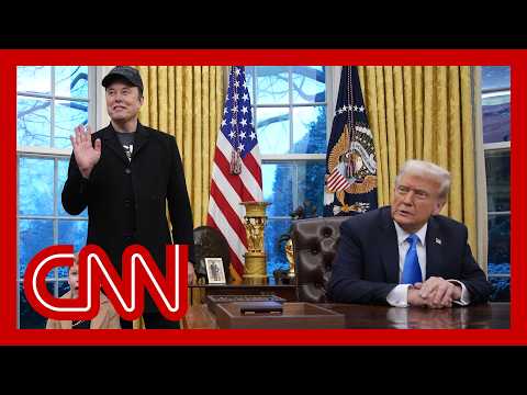 Elon Musk defends DOGE in Oval Office with Trump