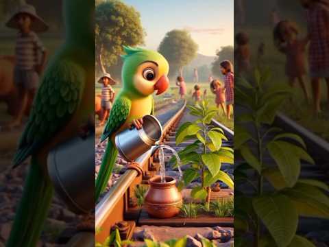 Parrot pours water on a Guava tree on the railway track🥺 #ai #parrot #tree #train #shorts