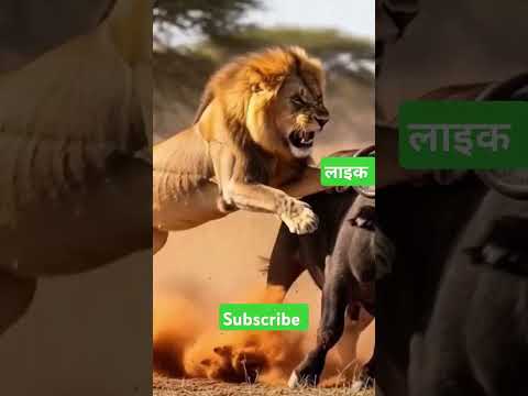 😱 ओह माय गॉड शेर का शिकार😱 शेर और भैंसा #shorts #animals #trending #viral