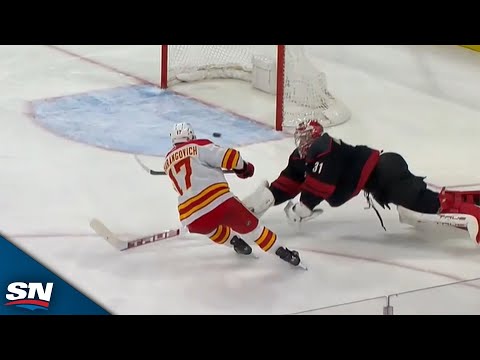 Frederik Andersen Whiffs On The Puck And Hands Yegor Sharangovich An Easy One