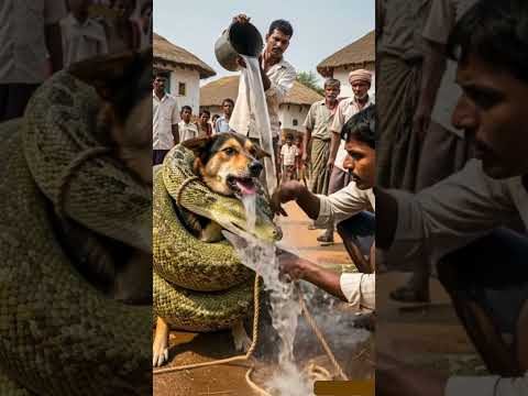 Giant Python Wraps Dog — Villagers Rush to Save Helpless Animal!