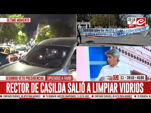 El Rector de Casilda. Mariano Garate salió a limpiar vidrios