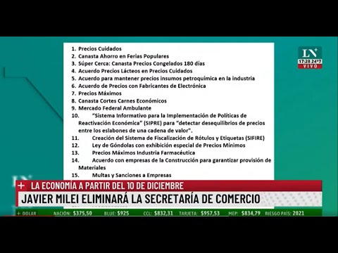 Javier Milei eliminará la secretaría de comercio