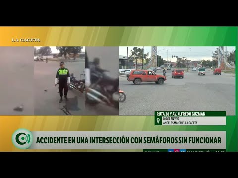 Accidente en una intersección con semáforos sin funcionar en Av. Alfredo Guzmán y Ruta 38