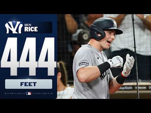 벤 라이스가 444피트짜리 홈런을 터뜨리며 뉴욕 양키스의 동점을 이끌어냈다 | MLB 하이라이트