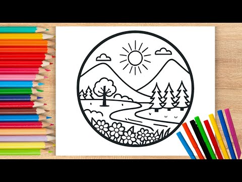 Como Dibujar un PAISAJE NATURAL Facil y Bonito✅