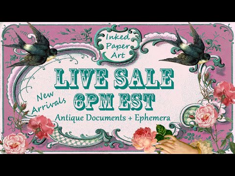 🔴LIVE SALE Tonight ✨ Rare Antique Books, French Ledgers, Ephemera & NEW FEBRUARY JUNK JOURNAL KIT