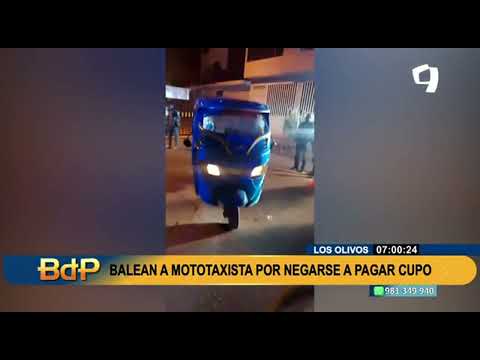Los Olivos: balean a mototaxista por negarse a pagar cupo