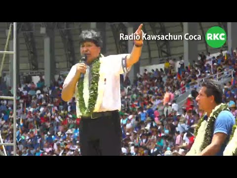 Bienvenida a Evo Morales en el Stadium Bicentenario en Villa Tunari Cochabamba