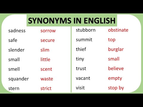 Learn 100 Common Synonyms Words in English to Improve your Vocabulary ~ Synonyms in English